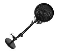 NULYLU 1 Set Adjustable Microphone Stand with Telescopic Holder Stable Tabletop Mic Bracket for Broadcasting Streaming and Audio Recording Vibration Design with Mic Filter Included
