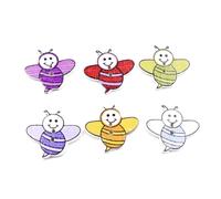 NULYLU 100pcs 2 Bags Wood Buttons Adorable Bee Shape Decorative Practical Animal Patterned Design Assorted Colour DIY Decoration for Sewing Crafts Random Color