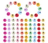 NULYLU 100pcs Acrylic Number Beads Flat Oval Loose Beads DIY Bracelet Making Accessories Black with Colorful Base for Jewelry Crafting