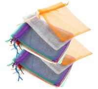 NULYLU 100pcs Reusable Organza Jewelry Bags with Drawstring, Practical and Easy to Use Small Present Pouches, for Party and Church Wrapping Random Color