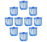 NULYLU 10pcs Bird Food Hanging Holder with Hanging Design and Plastic Material, Blue Parakeet Cage Accessories for Food Storage, Suitable for Bird Cage Feeding Fruit and Vegetables