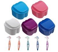 NULYLU 10pcs Denture Brush Boxes Set with Lid, Pp Material Denture Container for Clean Storage Space and Convenient Carrying, Assorted Colours for Travel and Daily Use Random Color