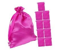NULYLU 10pcs Drawstring Makeup Storage Pouch for Satin Cosmetic Bags Rose Jewelry and Toiletry Travel Organizer