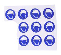 NULYLU 10pcs Hard Hat Required Label Stickers with Convenient Adhesive, Blue Pvc Material, Simple and Intuitive Design for Workplace Safety to Prevent Potential Accidents