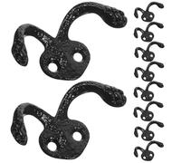 NULYLU 10pcs Heavy Duty Iron Coat Hooks with Vintage Charm and Antique Finish, Practical Storage Solution for Hanging Coats, Hats, Keys and Towels, Stylish Black Wall Hooks for Home