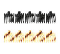NULYLU 10pcs Large Five-tooth Plastic Hair Claw Clips Set Black Tortoiseshell Colors Sturdy Hair Clamps for Women’s Ponytail and Styling