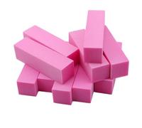 NULYLU 10pcs Sponge Nail Shapers Nail Polisher with Polishing Sand and Sponge Material for Removal of Fingernail and Polish Pink Colour Four-Sided Design for Home Use
