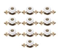 NULYLU 10pcs Zinc Alloy Cabinet Pull Handles Vintage Style, Single Hole Furniture Drawer Knobs for Kitchen Cupboard and Dresser, Includes Green Patina and White Colors, Suitable for Home