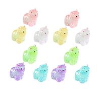 NULYLU 12 Pack Miniature Alpaca Ornaments Glow-in-the-dark Resin Garden Decor Figurines for Micro-landscapes