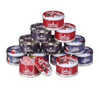 NULYLU 12pcs Assorted Colour Christmas Candy Boxes Made of Tinplate for Biscuits and Fruits, Small and Delicate Decorative Tins for Desktop Decors and Festive Storage Random Color