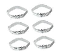 NULYLU 12pcs Elastic Sequin Headbands for Women and Girls Accessories Sparkly Glitter Bands for Parties and Daily Wear Silver Color