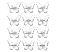 NULYLU 12pcs White Simulation Butterflies with Clip, 7cm Gauze Fabric Butterflies for Crafts, 3d Effect, Sturdy Metal Clips, Elegant and Charming Decorative Accessories for Home and Wall