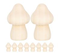 NULYLU 15pcs Wooden Mushroom Unfinished Mushroom Ornament DIY Wood Crafts Cute Khaki Flat Surfaces Can Be Freely Colored for Office and Creative Projects
