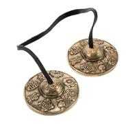 NULYLU 1pair Brass Tingsha Bells for Tibetan Meditation Portable Chimes Instrument for Relaxation Mindfulness Cultural Accessory for Vajrayana Rituals Ethnic Music Random Style