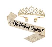 NULYLU 1set Birthday Queen Sash and Elegant Birthday Party Supplies for Girls Stunning Photo Props Crown and Etiquette Belt for Celebrating Special Moments