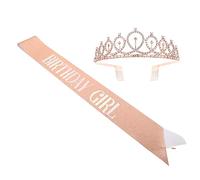 NULYLU 1set Birthday Sash and Crown Girls Birthday Queen Sash Tiara Party Supplies for Celebrating Special Occasions