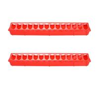 NULYLU 2 Pcs Poultry Feeding Troughs for Chickens and Poultry, Red Plastic Feed Containers with Smooth Surface and Easy to Remove Design, for Farm and Backyard Feeding