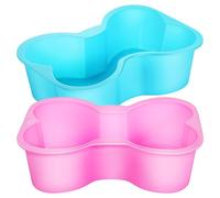 NULYLU 2 Pcs Silicone Bone Shaped Cake Pans Dog Biscuit Mold Non-stick Baking Tools in Sky Blue and Pink for Dog Birthday Treats and Novelty Baking