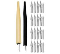 NULYLU 2 Sets Drawing Ink Pen Dip Pen 6.5x0.5x0.5inch Replaceable Nib Sturdy Construction Wooden and Stainless Steel for Calligraphy Professional Artists