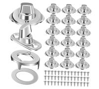 NULYLU 20 Sets Marine Quarter Turn Fasteners with Screws, Metal Turn Button Latch Lock Fasteners for Ships and Caravans, Sturdy Tarp Grommet Screw Buttons Kit