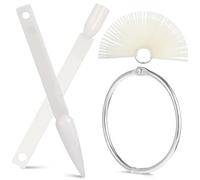 NULYLU 200 Pcs Nail Display Tips Fan-shaped Color Retention Easy Application with Metal Rings Plastic and Silver for Gel Manicures Beginners Nail Salons