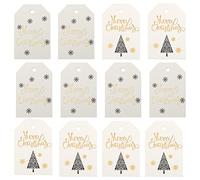 NULYLU 200pcs Xmas Label Cards Craft Seal Cards Decorative Practical Paper with Classic Xmas Elements Design for Wrapping Christmas Use Festive Style