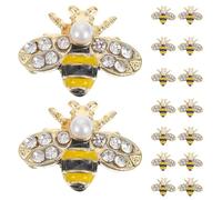 NULYLU 20pcs 3d Bee Shape Nail Art Charms Golden Rhinestones Zinc Alloy, Creative Unique DIY Manicure Decor to Beautify Nails for Wedding Party and Christmas