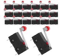 NULYLU 20pcs Micro Switch with Roller Lever 5a 250v Spdt 3 Pin Black Housing, Snap Action Quick Connect Switch for Electronic Equipment and Home Appliances