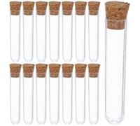 NULYLU 20pcs Plastic Sample Test Tubes with Cork Stoppers 12x60mm Lab Tubes for Liquid Storage Scientific Experiments and DIY Sand Art Containers