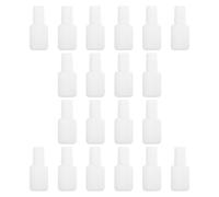 NULYLU 20pcs Reusable Nail Gels Bottle 10ml Abs Nail Varnish Container with Brush for DIY Mixing Liquids and Adding Glitter White Polish Dispenser