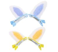 NULYLU 2pairs Easter Bunny Ear Clips Girls Hairpin Fine Hair Barrettes Soft Plush Hair Accessories Boys and Girls Dance Decorations