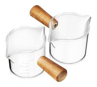 NULYLU 2pcs 100ml Glass Latte Art Pitcher Set with Measurement, Espresso Shot and Coffee Syrup Pouring Cup for Home Coffee Enthusiast and Making