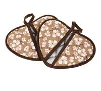 NULYLU 2pcs Brown Cotton Baking Mittens Heat Resistant Oven Gloves with Thermal Insulation and Easy to Wash Design for Oven and Microwave Use