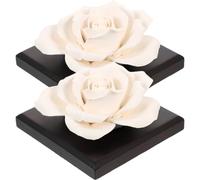 NULYLU 2pcs Ceramic Rose Shaped Essential Oil Diffusers round Corners Portable and Decorative Aroma Diffusers for Living Room and Car Unique Black Perfume