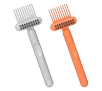 NULYLU 2pcs Comb Cleaning Tool and Brush Cleaner for Hair Removal, Portable Mini Hairbrush Cleaning Kit, Suitable for Home and Salon Use, Orange and Grey