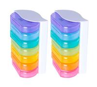 NULYLU 2pcs Compact Mini Pill Case with 2 Removable Compartments, Colourful Pp Material Medicine Organizer for Daily Essentials, for Travel and Everyday Use