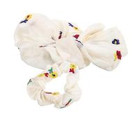 NULYLU 2pcs Cute Embroidered Flower Hair Scrunchies for Women Elastic Ponytail Holders Hair Ties for Teens for Parties and Everyday Wear