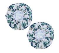 NULYLU 2pcs Decorative Shower Cap for Women Reusable Elastic Bathing Cap Material Stylish Prints for Hair and Braids Comfortable and Practical for Home Use