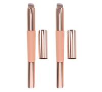 NULYLU 2pcs Dual Ended Silicone Makeup Brush Set with Soft Lip Brush and Concealer Applicator with Cap for Travel Nail Art and Everyday Use
