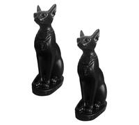NULYLU 2pcs Egyptian Bastet Cat Statue Resin Ornaments Black Decorative Indoor Home and Office Figurines