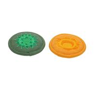 NULYLU 2pcs Handmade Embroidered Buddha Sound Bowl Mats Cushions 10cm Small Round Yoga Meditation Cushions Religious Sound Bowl Pads Green and Orange