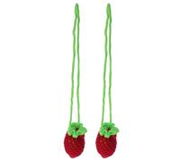 NULYLU 2pcs Handmade Knitted Egg Bags in Strawberry Shape, Woolen Drawstring Net Bag, for Easter and Dragon Boat Festival, Suitable for Cookies and Little Gifts