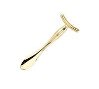 NULYLU 2pcs Makeup Spatula Face Mask Spoon Zinc Alloy Eye Massage Tool with Two Different Ends Golden for Women to Improve Eye Micro Circulation