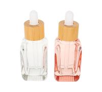 NULYLU 2pcs Mini Dropper Bottles Glass Bamboo Leak-proof Tight Seal Essential Oil Bottle with Glass Dropper for Travel and Daily Use 10ml 30ml