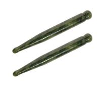 NULYLU 2pcs Natural Xiuyan Jade Facial Massage Sticks with Acupressure Point Pen for Eye and Face Therapy, Gua Sha Crystal Scraper Tools for Spa and Relaxation