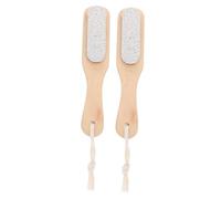 NULYLU 2pcs One Wooden Foot Exfoliating Scrub Brush with Natural Bristles and Pumice Stone Pedicure Tool for Callus Removal and Softening Rough Skin Comfortable Grip for Feet Care