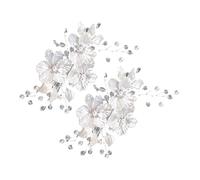 NULYLU 2pcs Pearl Flower Bridal Hair Clips Crystal Hair Accessories for Women Wedding Floral Pins for Brides Bridesmaids