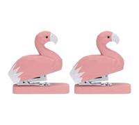 NULYLU 2pcs Pink Wooden Animal Mini Staplers Portable Desktop Stapler Set for Office and School Stationery, Unique Playful Design to Beautify Workspace