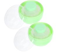 NULYLU 2pcs Powder Puff Box Powder Puff Case 8.5x6x3.5cm Prevents from Spilling Minimizes Loss Home Use Green Acrylic Fibers Plush Pp