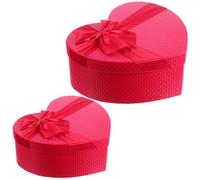 NULYLU 2pcs Red Heart Shape Lipstick Box with Freely Decorated Interior and Storage Function, Elegant Paper Small Packaging Boxes for Valentine's Day or Wedding Party Supply